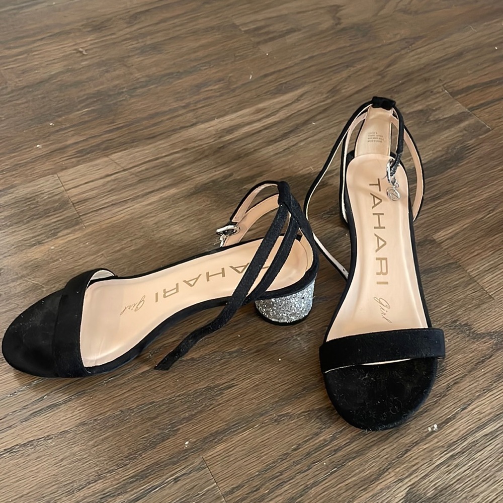 Tahari Chunky Heel Glitter Sandal